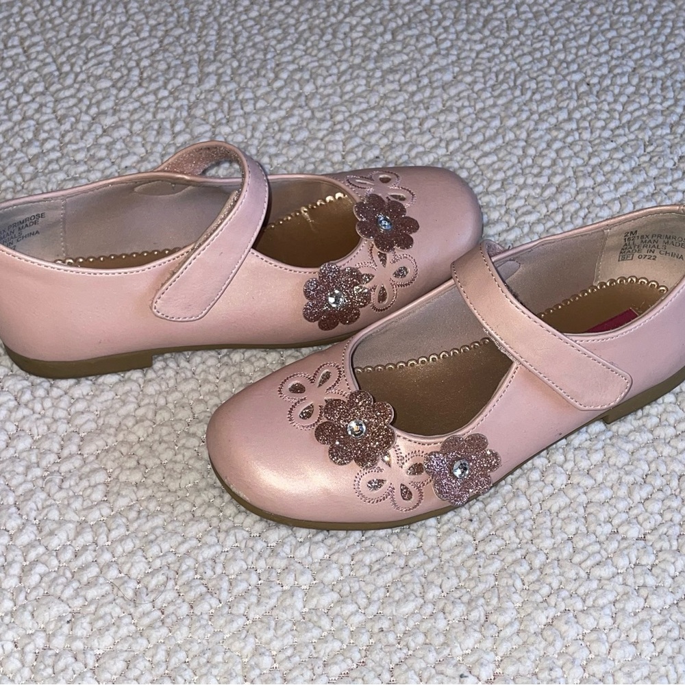 Blush Pink Floral Kids Shoes. Size 2
